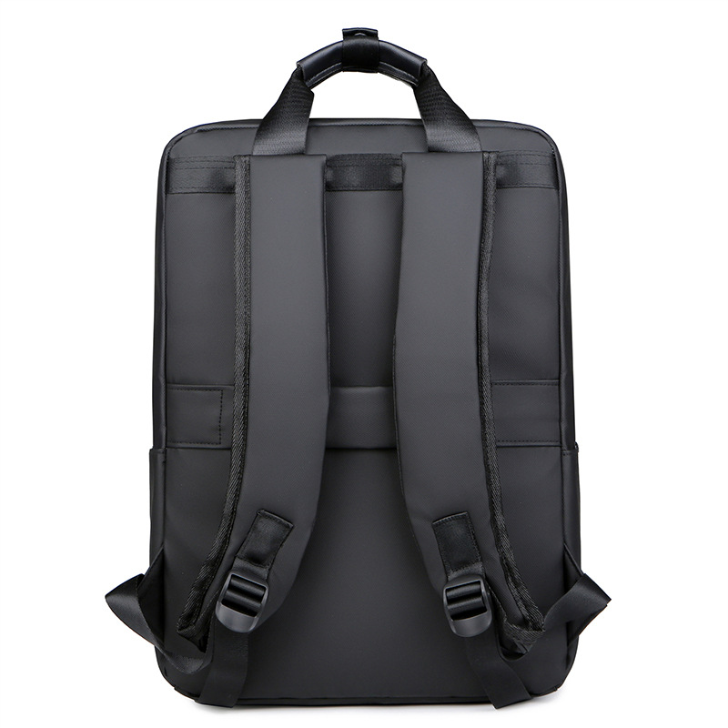Cross-Border Multi-Functional Backpack Backpack Men's Laptop Leather Film Computer Bag Black Portable Preppy School Bag details Picture