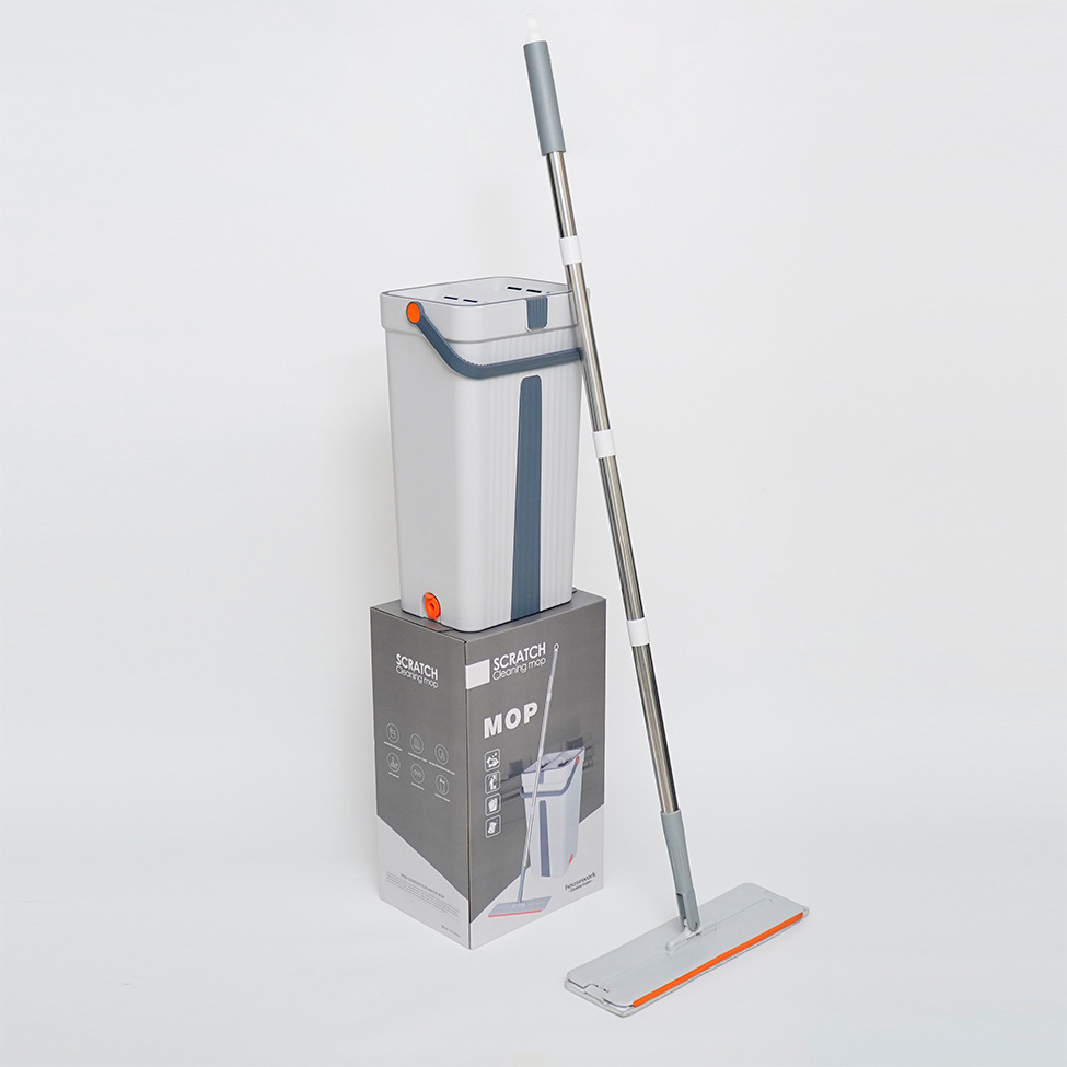 Newly upgraded home wash free large thick scratch-off mop plus flat plate dual-use wet and dry separation mop bucket 055 Application Scenario