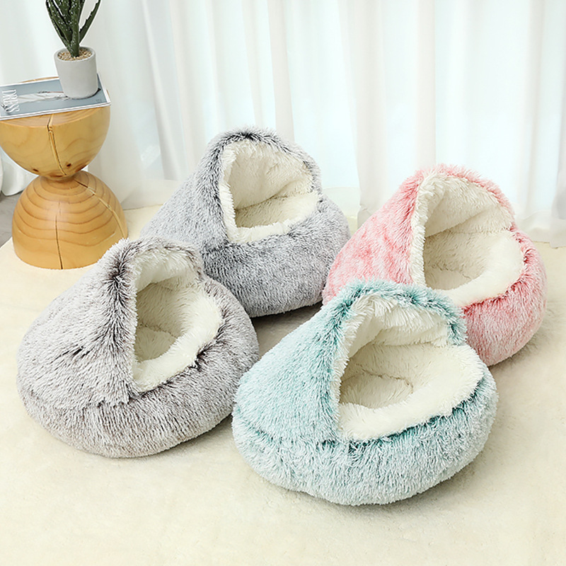 Winter warm shell semi-enclosed cat bed, pet cat bed, semi-enclosed dog bed, dog bed, enclosed cat bed details Picture