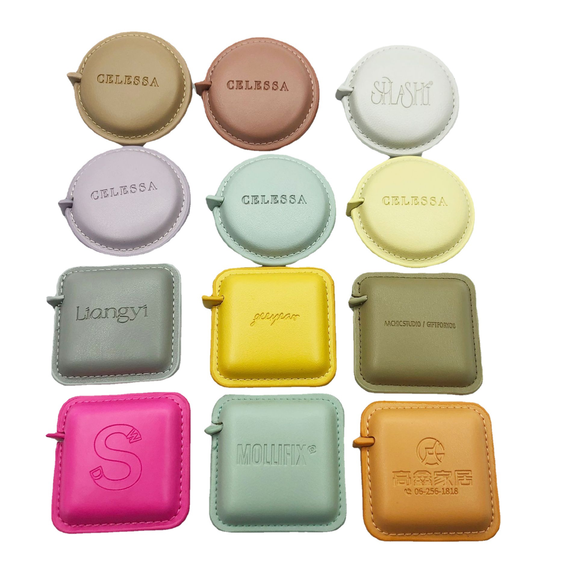 Wholesale automatic telescopic pu tape measure, clothing measuring tape, cute mini soft tape, can be made with logo