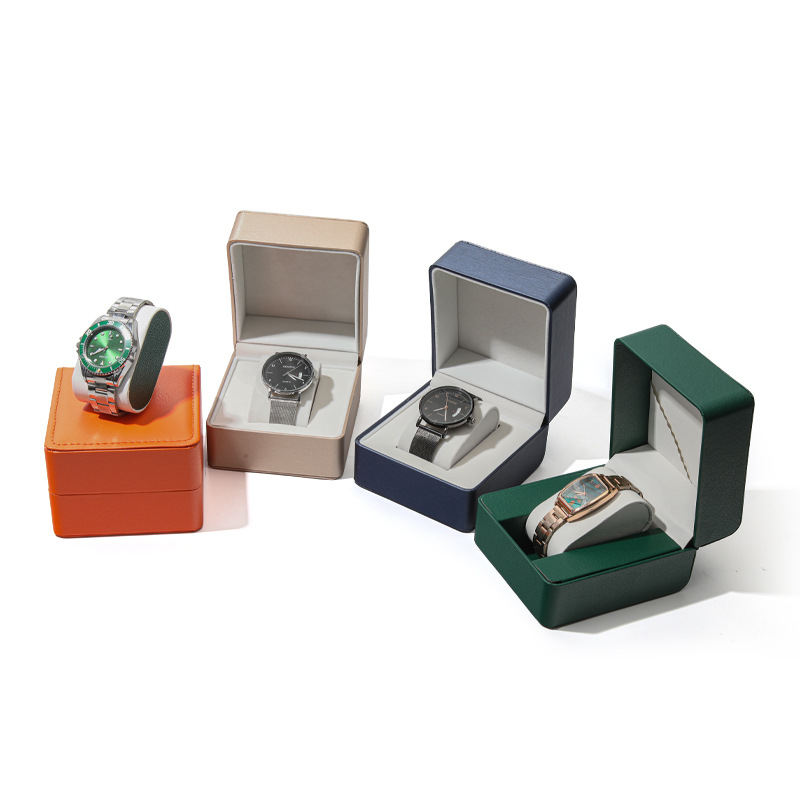 Rounded corner PU leather watch box, brushed watch display and storage box, flip cover wristwatch, clock packaging box, wholesale in stock Application Scenario