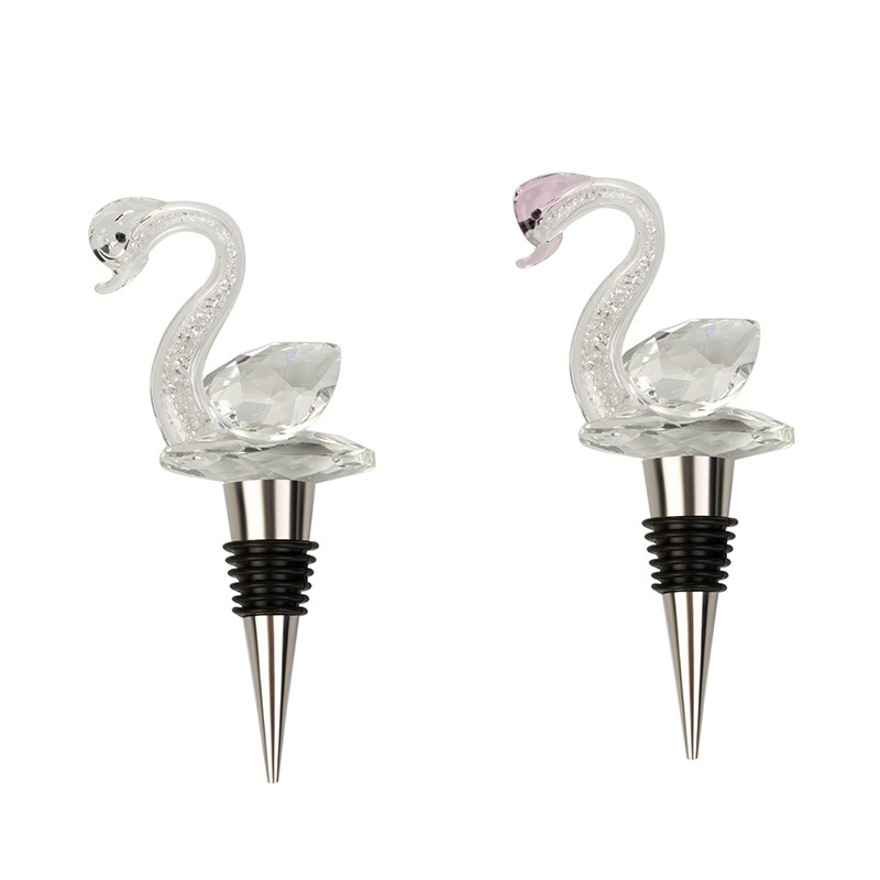 Pressed adhesive crystal swan wine bottle stopper K9 processed crystal accessory high-end wine preservation stopper Item Picture