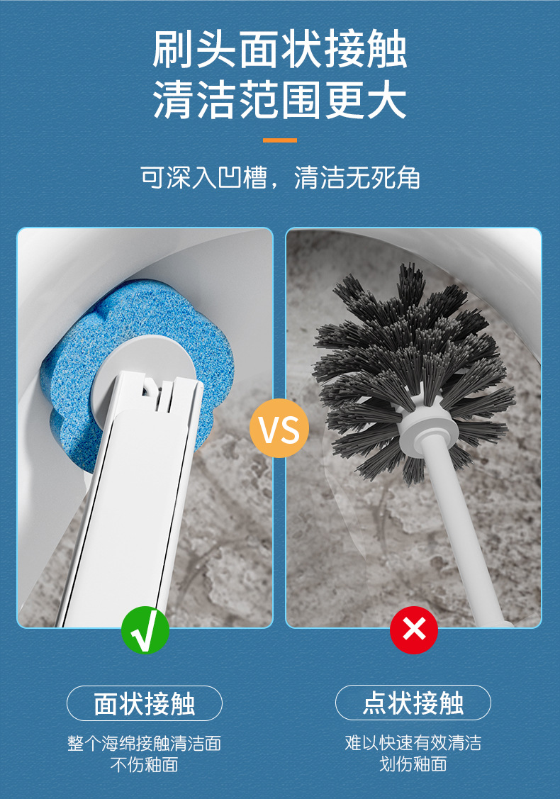 一次性马桶刷海绵替换头厕所清洁刷套装无死角去污家用可抛马桶刷家庭杀菌搓泥刷 自动洁厕宝 马桶洁厕剂 清洁除垢去异味详情3