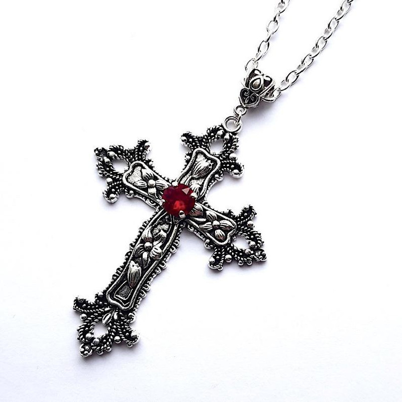 Amazon transfronterizo creativo patrón de flor cruz diamante collar gótico aliexpress amazon deseo europa Estados Unidos