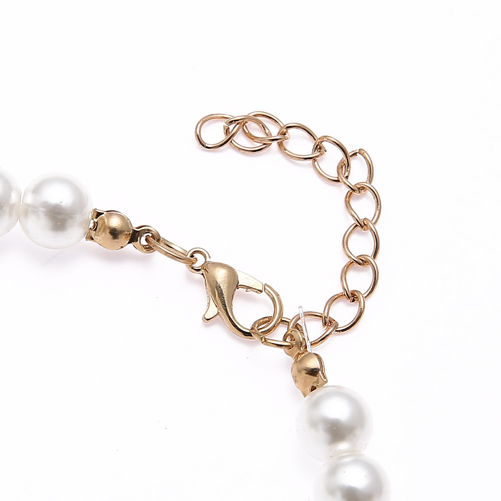 Pearl inlaid diamond necklace earrings wedding jewelry set 2 sets act the role of set bride jewelry manufacturers wholesale lady Application Scenario