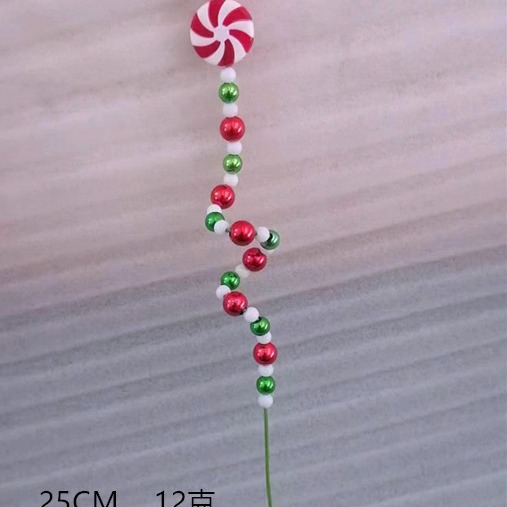 Christmas candy bar plugin INS Decorative creative two-color windmill twisted lollipop bell beaded candy bead string Application Scenario