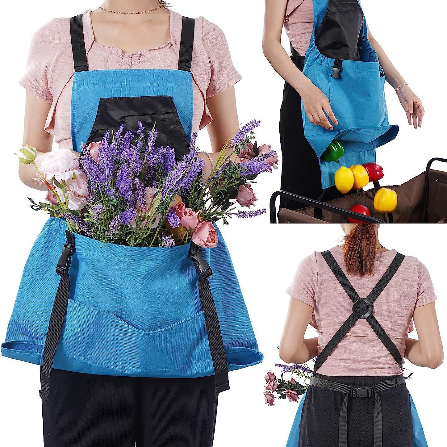 Cross-border tool apron, outdoor picking large pocket apron, gardening quick release harvesting apron, backpack picking bag details Picture