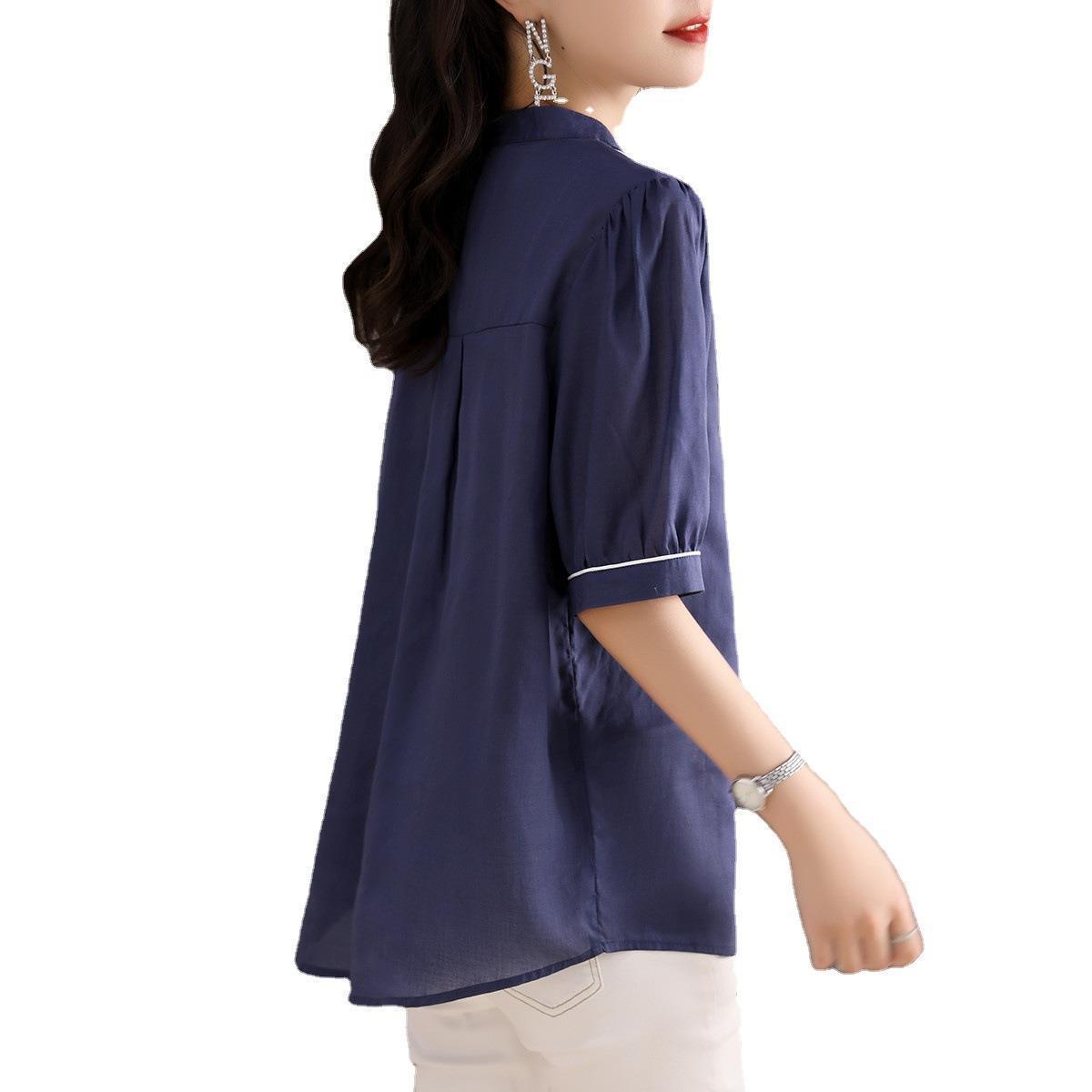 Export Cool Cotton Shirt 2023 Summer New Fashion Casual Shirt Loose Korean Women's Shirt Item Picture