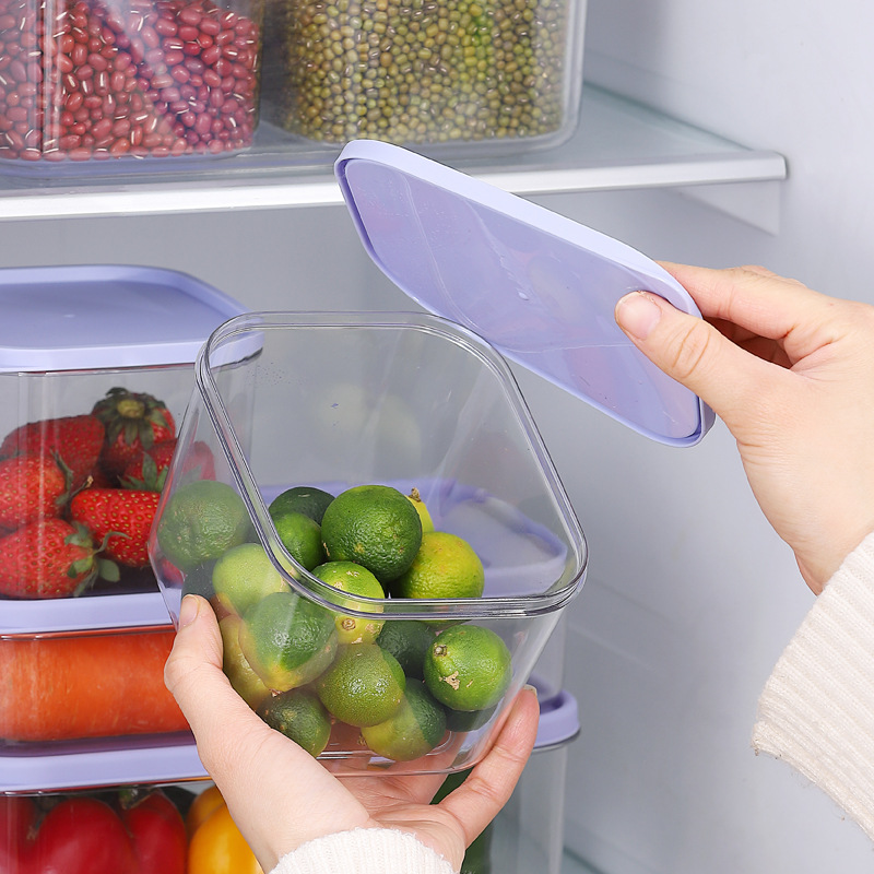 INS thickened PET food storage box, kimchi pickling kitchen refrigeration box, food refrigerator preservation storage box three-piece set Specification image