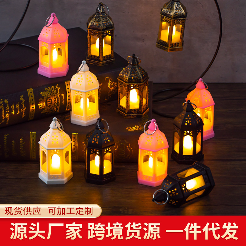 跨境 led复古小马灯圣诞小油灯电子蜡烛灯手提小夜灯塑料风灯摆件