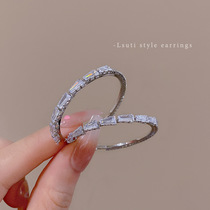 S925 Silver needle light luxe Zircon circle earrings 2024 new advanced sense large ear ring cold wind exaggerated ear