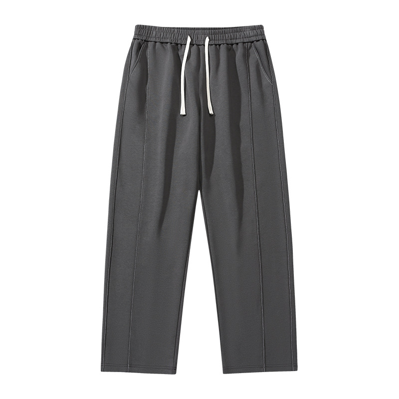 The new men's autumn collection of casual trousers, weighing 300 grams, is made of comfortable cotton and features a Hong Kong-style loose straight-leg tight-fitting sweatpants for men Item Picture