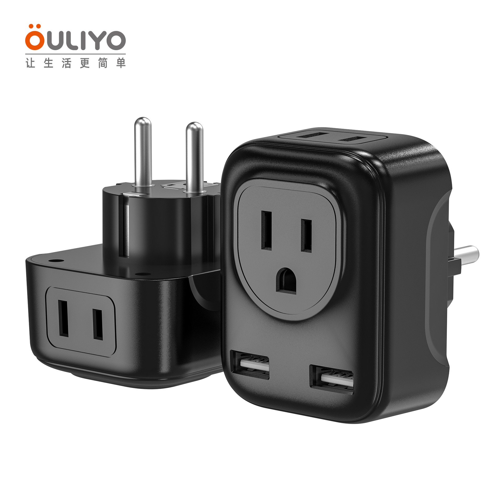 High-power German to American standard conversion socket 2usb output European to American standard mini conversion plug Application Scenario