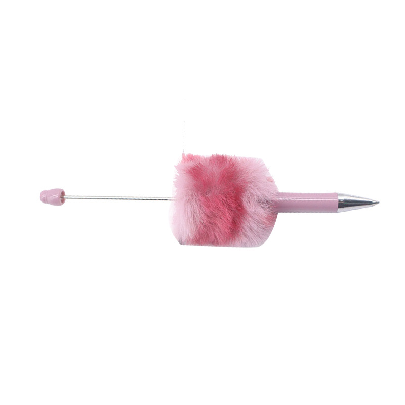 Creative Diy Leopard Print Plush Beaded Pen Cute Wind Hairball Beaded Ballpoint Pen Furry Gift Pen Plastic Pen Item Picture