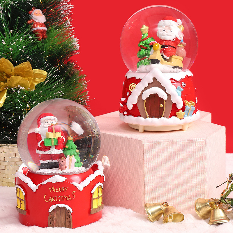 圣诞老人发光水晶球自动飘雪圣诞节送同学创意礼品八音盒桌面摆件（到店面议）详情图1