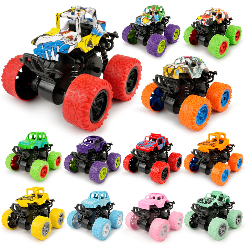 Cross-Border Inertial Four-Wheel Drive Stunt Rotating Off-Road Vehicle Model Children's Toy Car Playground Stalls Factory Direct Supply
