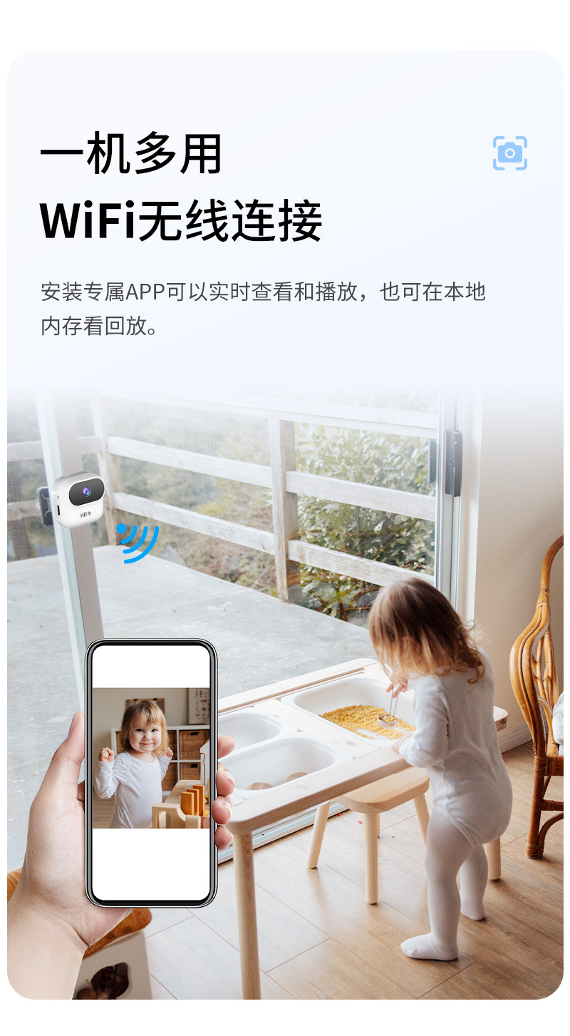 New cross-border camera A8 pet camera, high-definition wifi monitoring, cycling pocket head-mounted camera factory pic 7