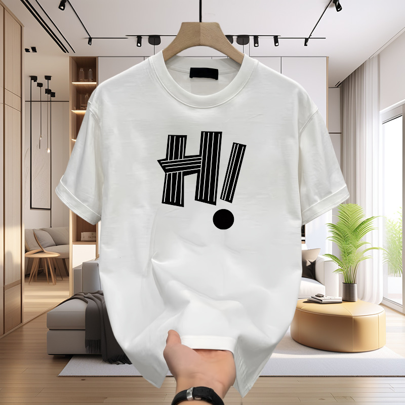 220-gram heavy-duty pure cotton summer men's short-sleeved T-shirt couple outfits, a best-selling letter-printed versatile and high-end top Application Scenario