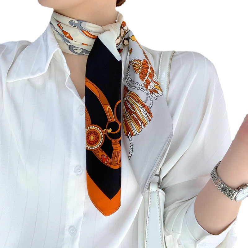 22 New 90 Imitation Silk Square Scarf Europe And The United States Fashion Brand All Temperament Silk Scarf Scarf Shawl Scarf Wholesale Item Picture