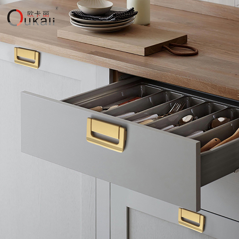 Wholesale of new sliding door, drawer, bedside table, concealed lock, flat handle, tatami, concealed and exposed wardrobe handle from Okali Specification image