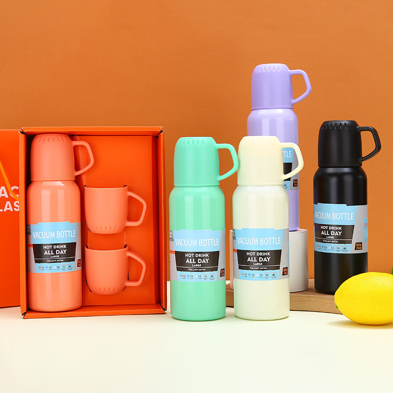 Macaron vacuum insulated cup Business cup three cover gift straight cup portable high-end gift set details Picture