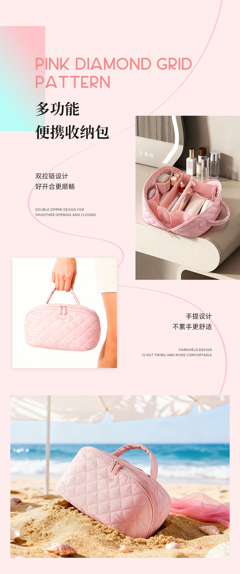 In-stock cross-border makeup bag for women 2025 travel portable makeup bag with large capacity for storing mother and child cosmetics pic 15