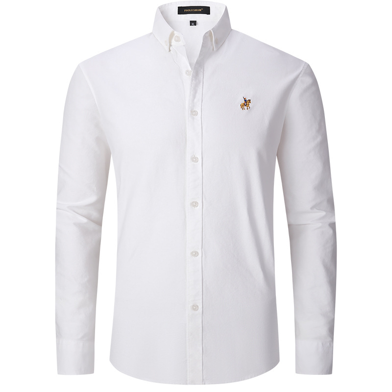 Amazon's best-selling pure cotton Oxford fabric men's shirt, all-cotton long-sleeved shirt for men, European size business casual cross-border men details Picture