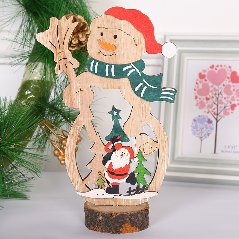 圣诞节装饰品桌面摆件圣诞礼品礼物立体木质迷你小型圣诞树摆设