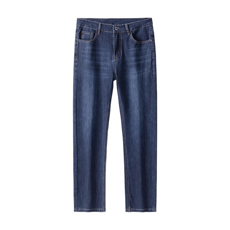 Men's summer skinny loose straight-leg jeans 2025 new style ice-oxygen business stretch casual long pants Item Picture