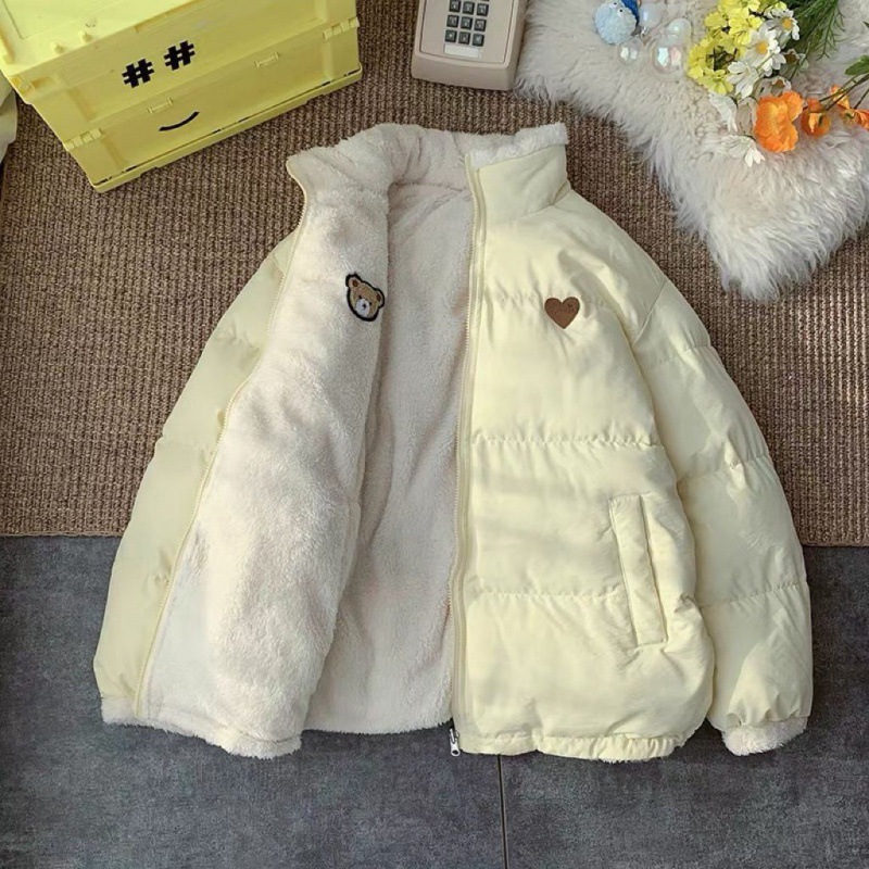 Cotton-Padded Woman Bread Dress Woman Design Sense Small Korean Cotton-Padded Coat With Velvet Thickened Both Sides Wear Gentle Wind Milk Sweet Cotton-Padded Jacket Application Scenario