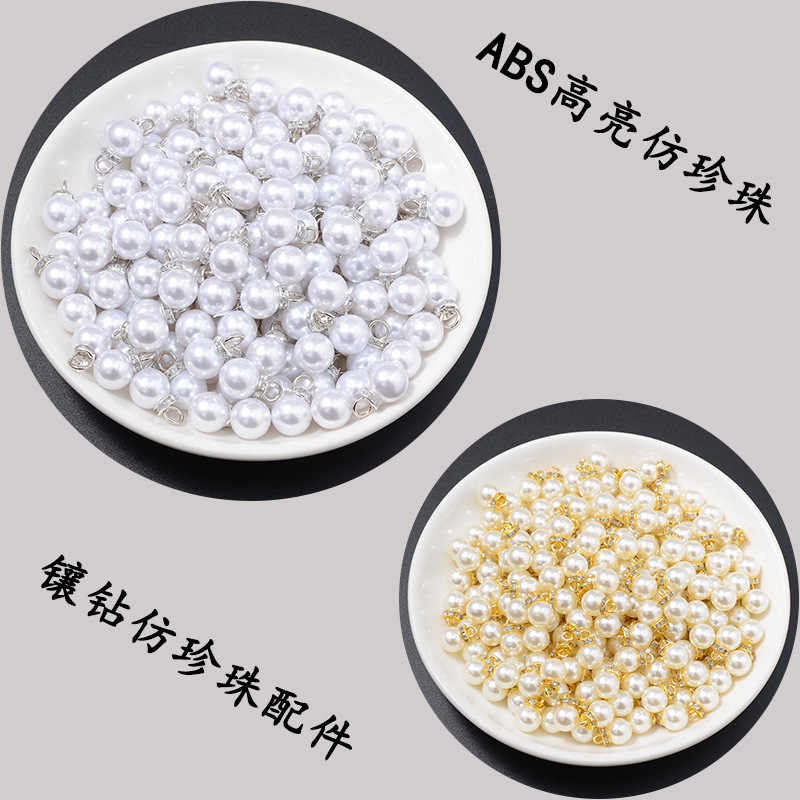 Wholesale of high-gloss abs imitation pearl with diamond pearl accessories, diy handcrafted gifts, decorative loose beads and hanging beads details Picture