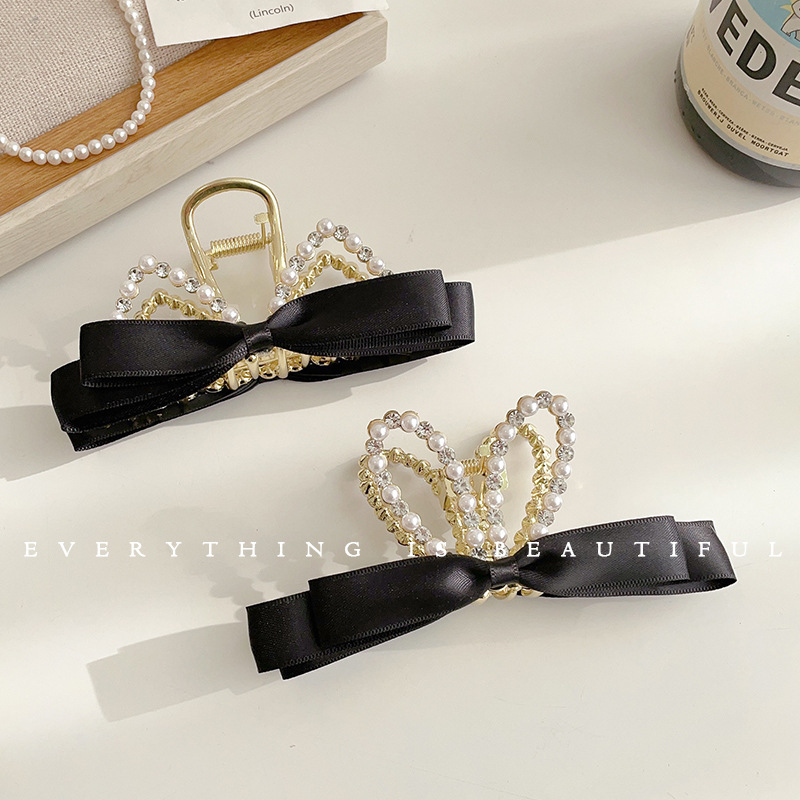 Strass coreano perlas orejas de conejo arcos grapa de pelo grapa de pelo nuevo clip de pelo temperamento clip de tiburón accesorios de pelo Specification image
