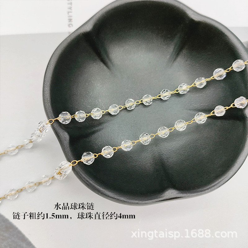 Diy Copper Chain Crystal Ball Triangle Pearl Jewelry Material Hairpin Fringe Chain Curtain Necklace Earrings Thin Chain Specification drawing