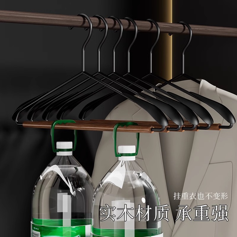 Vintage solid wood hangers household hanging clothes wardrobe hangers senior hotel special light luxury iron art thick seamless clothes hanging Specification drawing