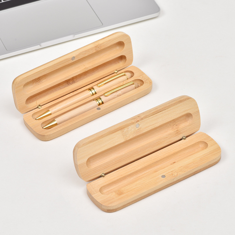 Creative Wooden Pen Box Commercial Single And Double Clamshell Pen Box Simple Student Office Pencil Box Wooden Packing Box details Picture