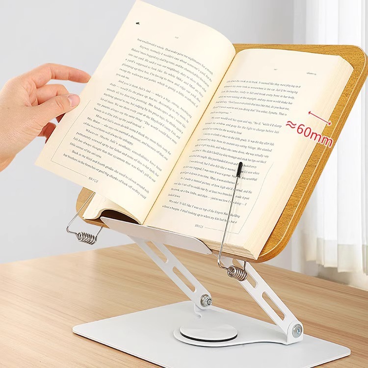 Soporte de lectura de rotación de 360° estante de libros para estudiantes estante de pie de libro para colocar el libro soporte de lectura mesa Specification image