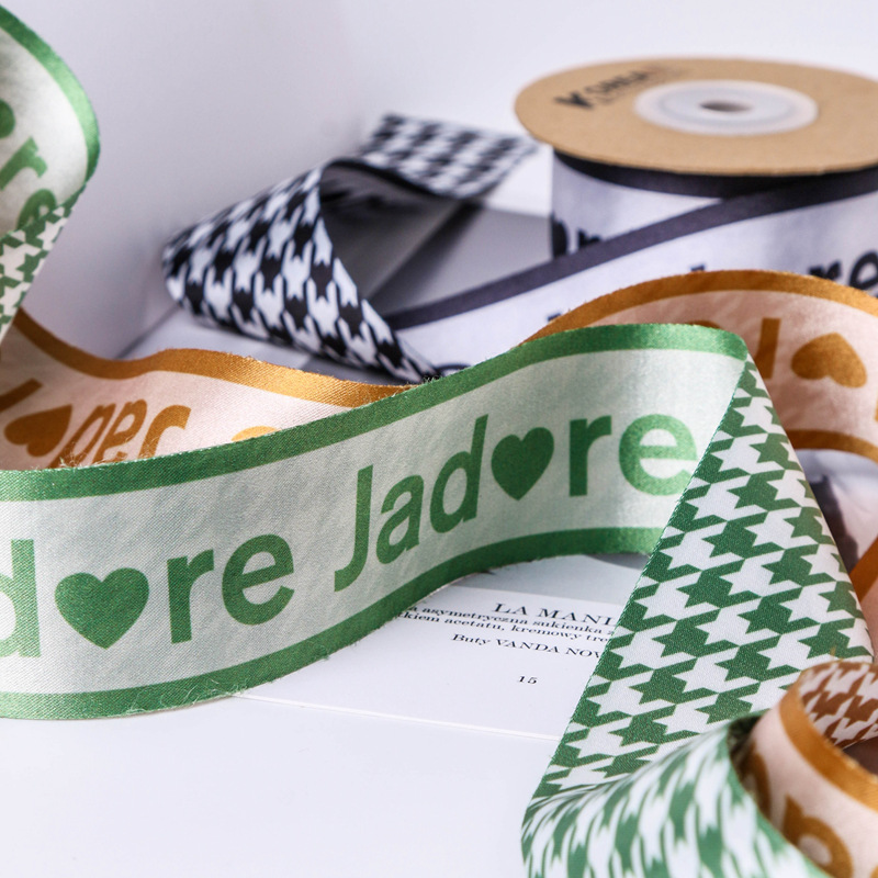 AB面英文字母千鸟格印刷织带DIY蝴蝶结发饰包包礼帽装饰