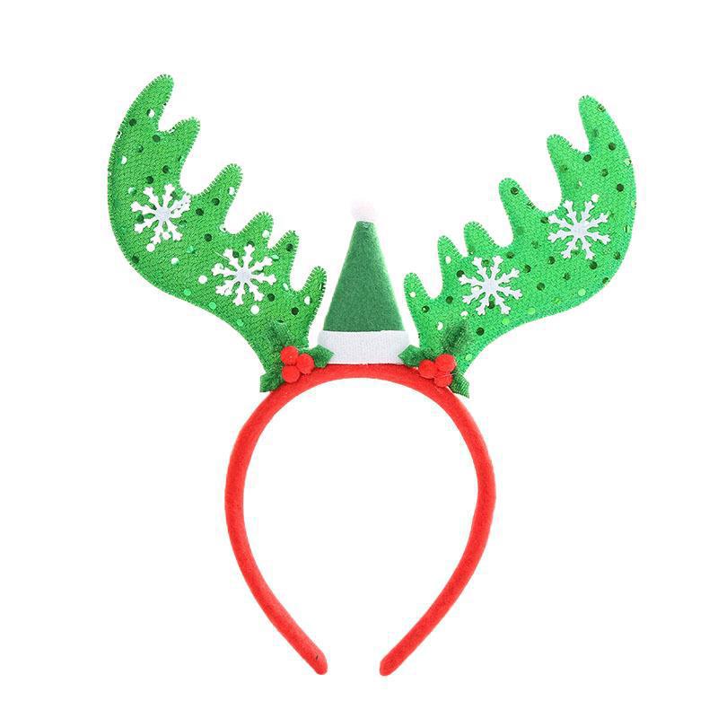 New headband Snowflake large antler head buckle Christmas decorations Adult party dress up items Luminous headband Luminous Christmas headband buckle Christmas decorations Headband Item Picture