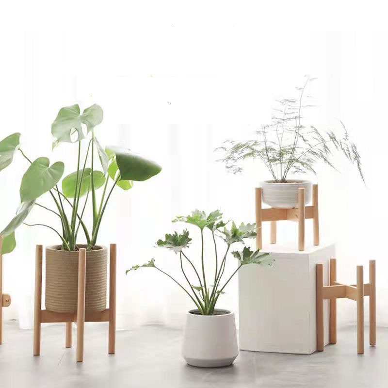Solid wood floor-standing flower stand, four-corner wooden flower POTS at the bottom, home balcony, living room, succulent pothos plant stand, flower pot stand