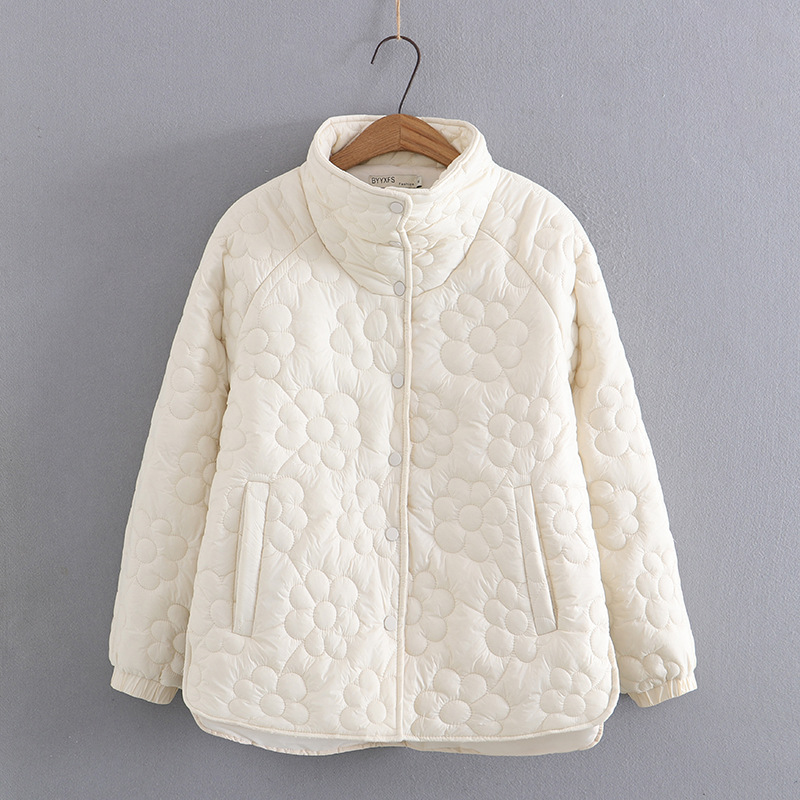 S56 Plus Size Women's Autumn And Winter New Fat Mm Thin Stand Collar Thickened Loose Flower Cotton-Padded Coat 897 Application Scenario