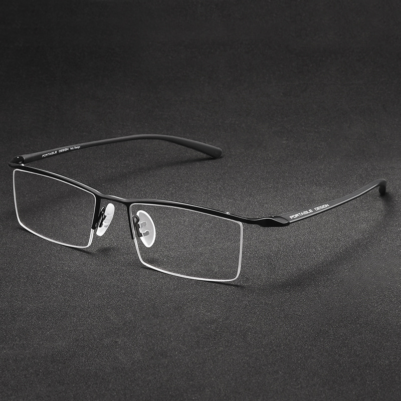 P8190商务眉线框架半框眼镜架超轻钛合金眼镜框男近视眼镜光学架