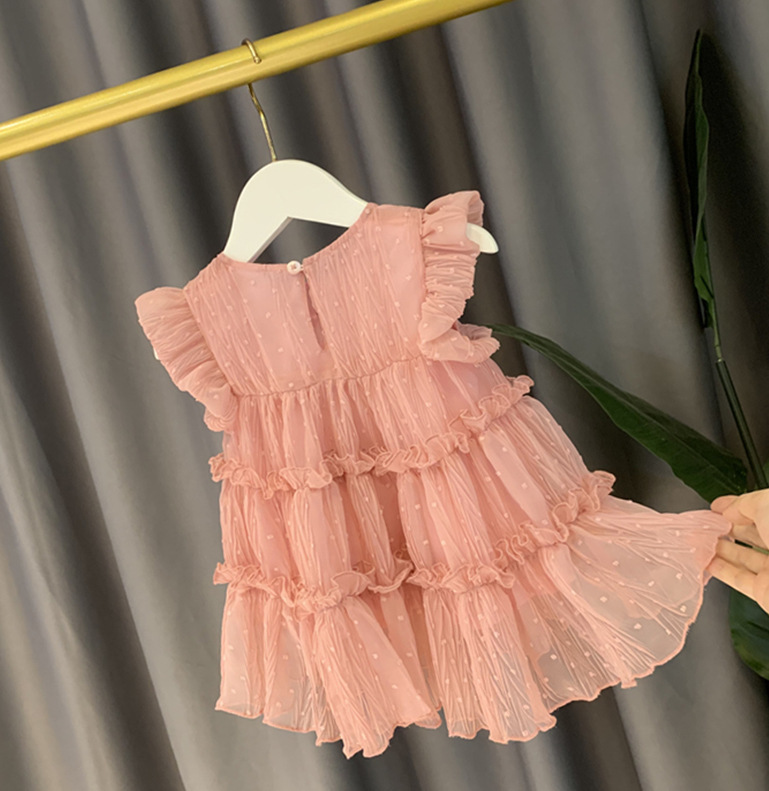 Girls' vest dress, summer dress, little girl princess dress, stylish and fluffy little girl baby dress, chiffon dress T09 Application Scenario