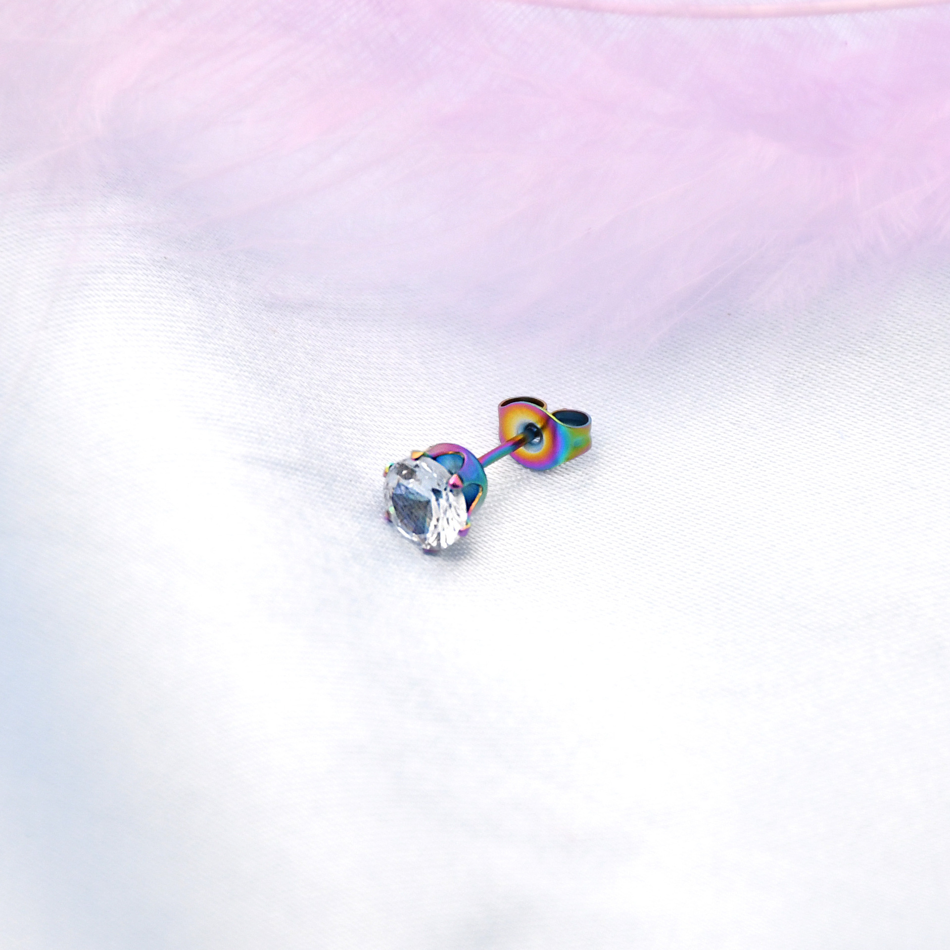 European and American minimalist style, individual and trendy stainless steel diamond-encrusted zircon stud earrings, electroplated and colored, in multiple specifications for American men and women Specification image