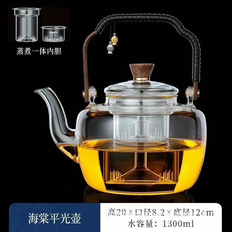 电陶炉煮茶壶玻璃耐高温电陶炉蒸煮茶壶耐热围炉家用提梁水壶加厚