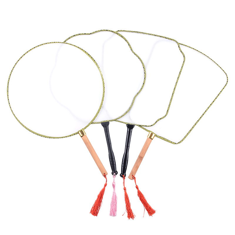 空白扇子幼儿园DIY手工画宫廷扇圆扇团扇diy手工绘画益智美术材料详情图1