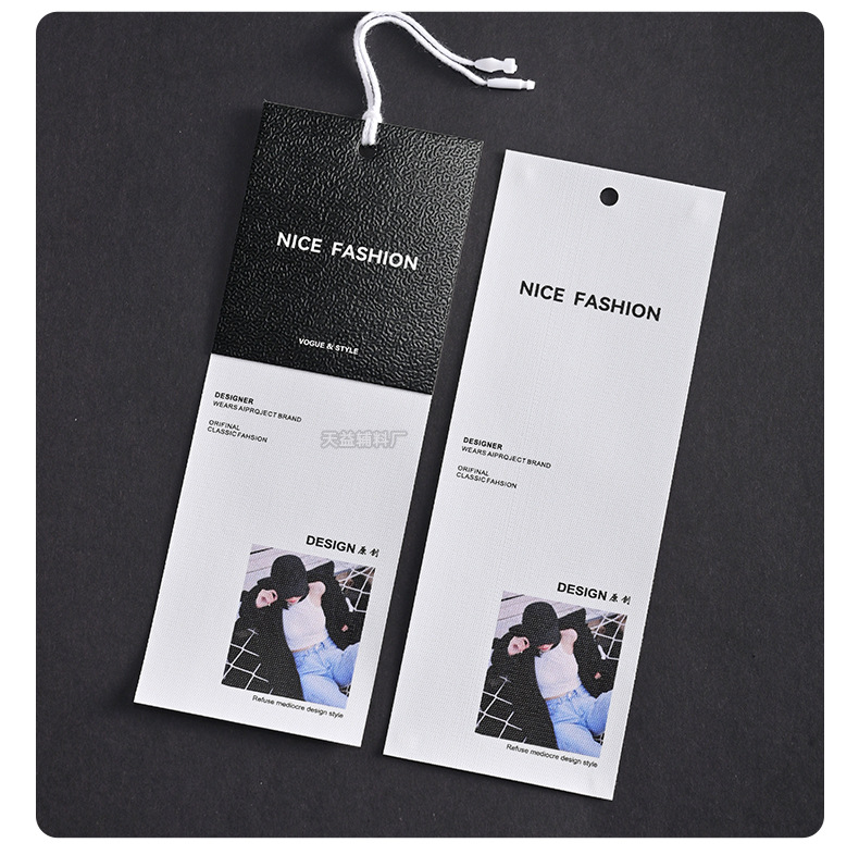 新款服装吊牌个性纹理挂牌厚胶带防撕吊卡设计定做商标通用标签详情11