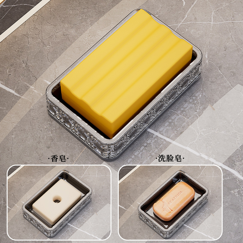 New soap box for bathroom and toilet, no need for drilling, high-end multi-layer draining soap with rattan pattern, plant Application Scenario