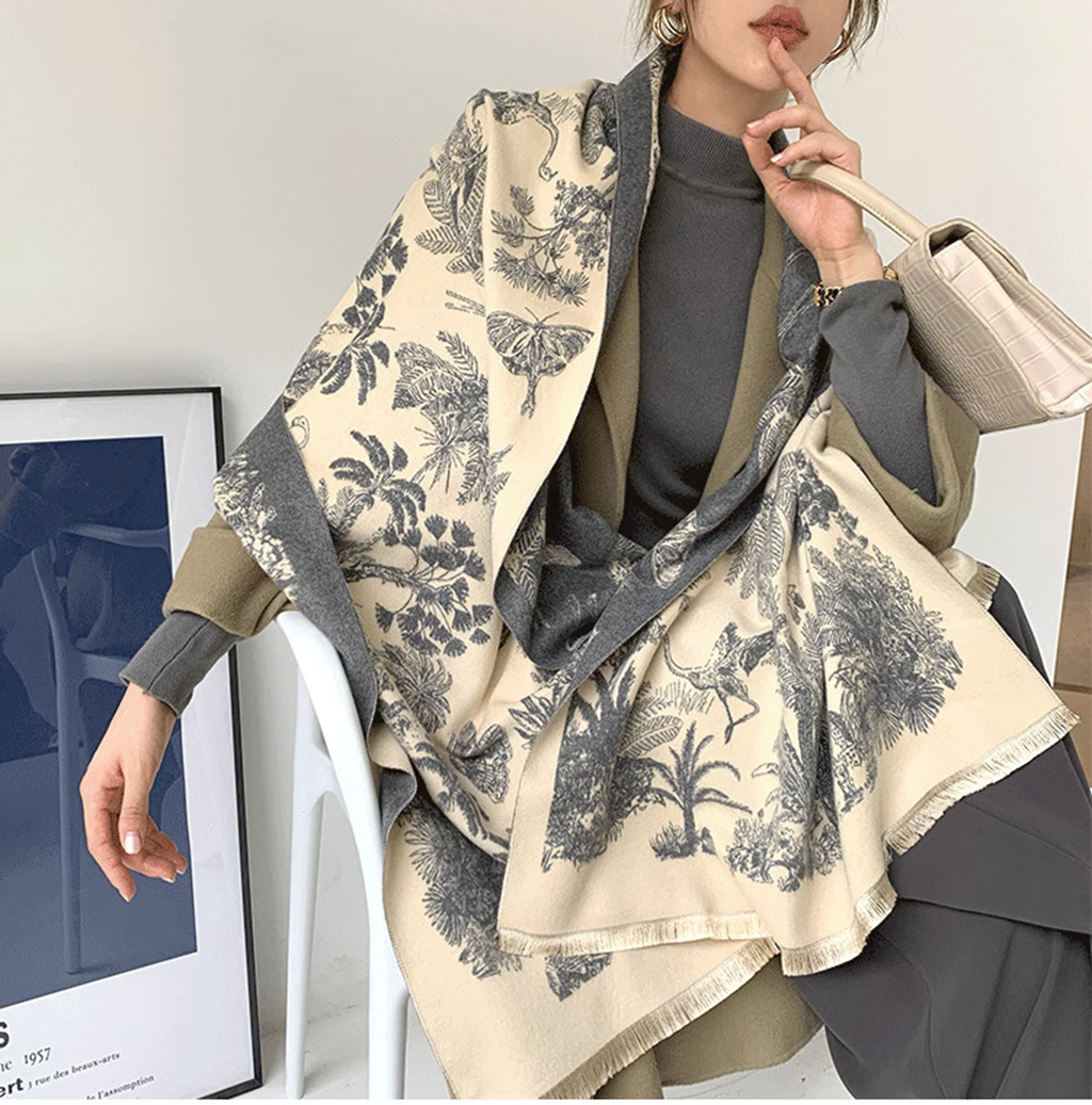 High Quality Imitation Cashmere Scarf 2023 Autumn New National Wind Scarf Auspicious Pattern Summer Sun Protection Cape