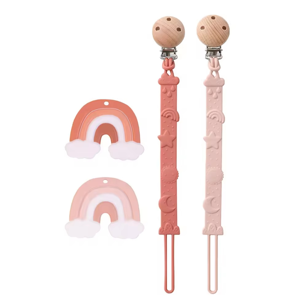 Cross-border bestseller silicone pacifier chain, multi-functional silicone pacifier chain, baby teething gel, anti-drop chain, anti-loss rope Item Picture