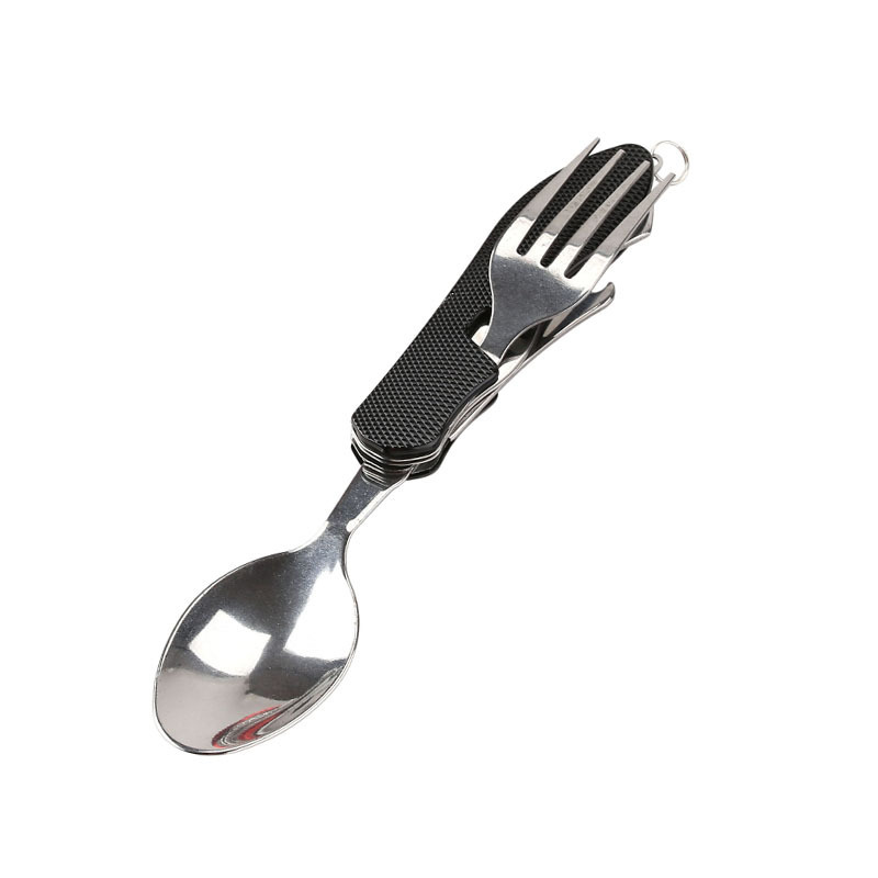 Mini folding knife, fork and spoon set, detachable combination, outdoor mountaineering and travel tableware, multi-opening aluminum handle Swiss knives Item Picture